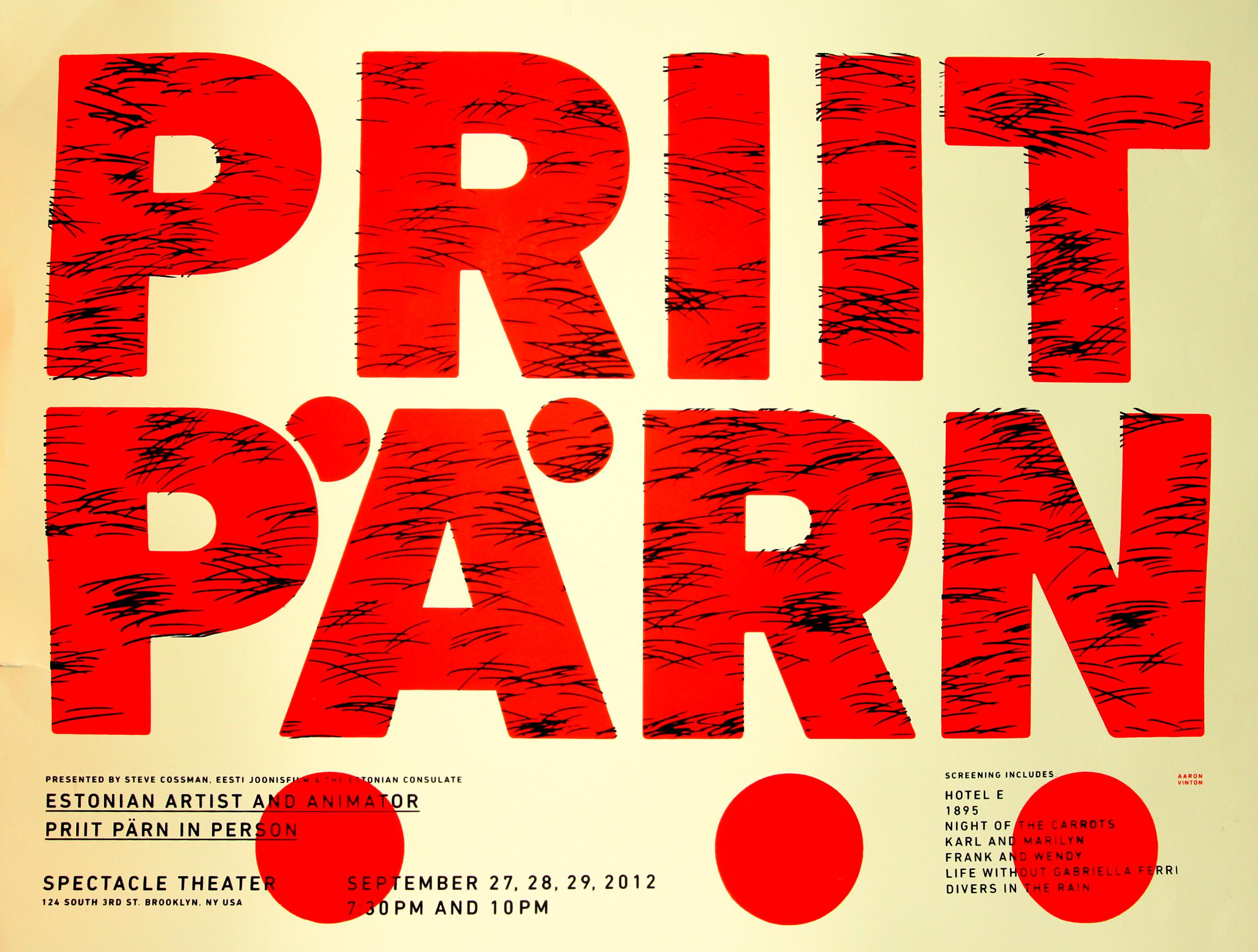 Estonian Artist and Animator Priit Pärn in Person - Spectacle Theatre (NY USA, Brooklyn), September 2012 - Eesti Joonisfilmi kogu