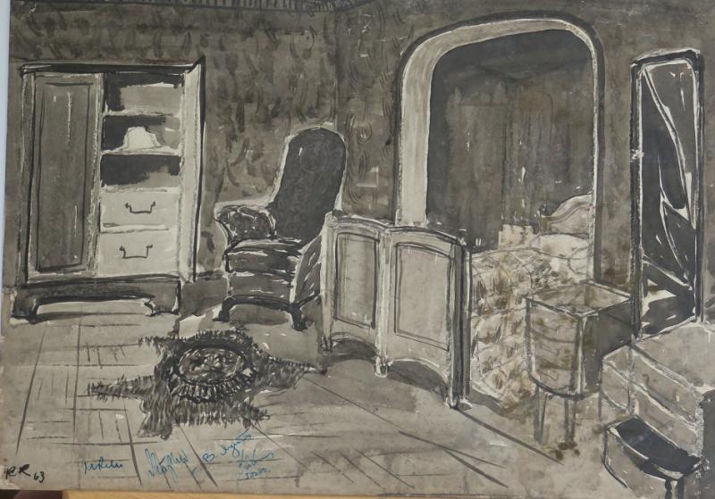 Kavand mängufilmile Roosa kübar (1963) - Kunstnik Rein Raamat - Rein Raamatu kogu
