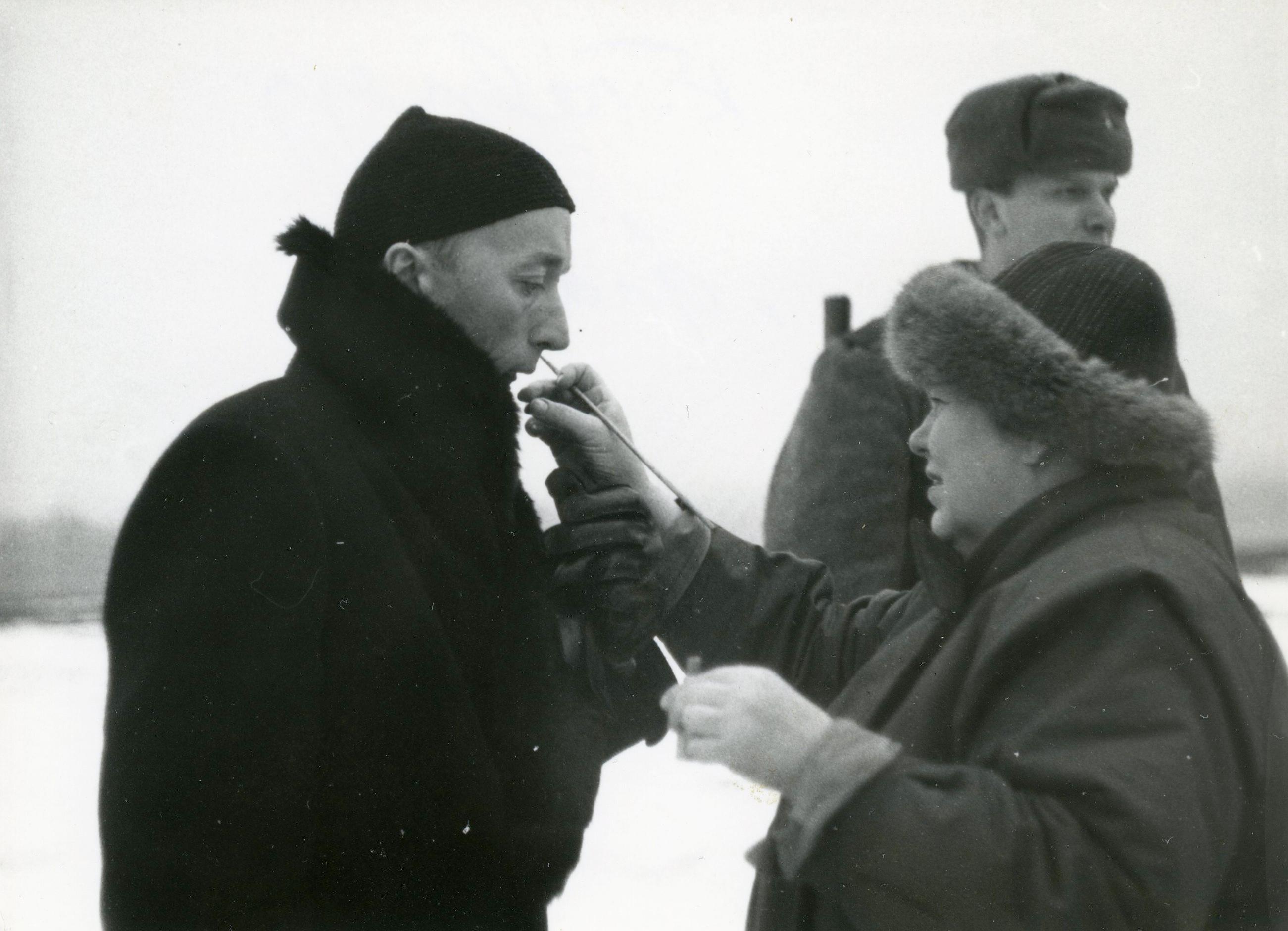 Linnamehe osatäitja Sulev Luik, kunstnik-grimeerija Aino Lemming - Foto Kadi Talpsepp