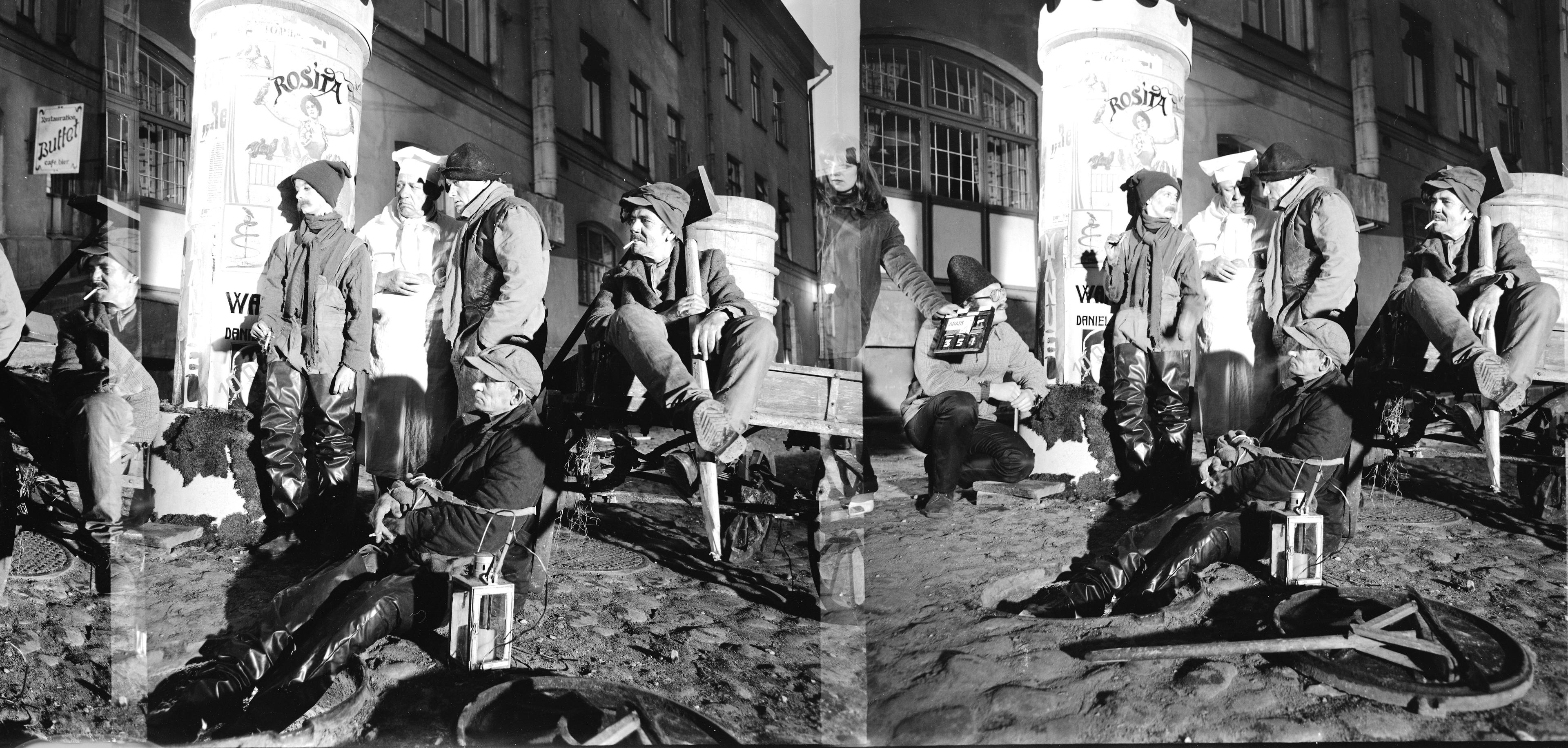 Filmist välja jäänud episoodi filmivõtted. Režissöör Peeter Simm, kõrvalosatäitja Reet Paavel, operaator Arvo Iho 