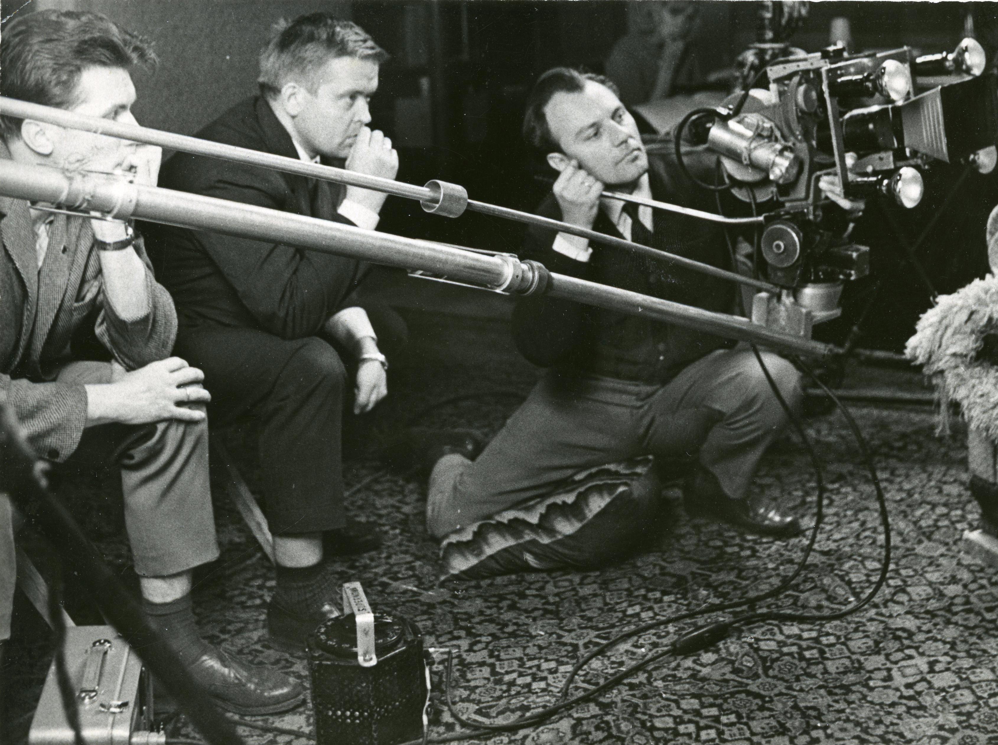 Filmivõtted. Jaan Saul, režissöör Veljo Käsper, operaator Harry Rehe
