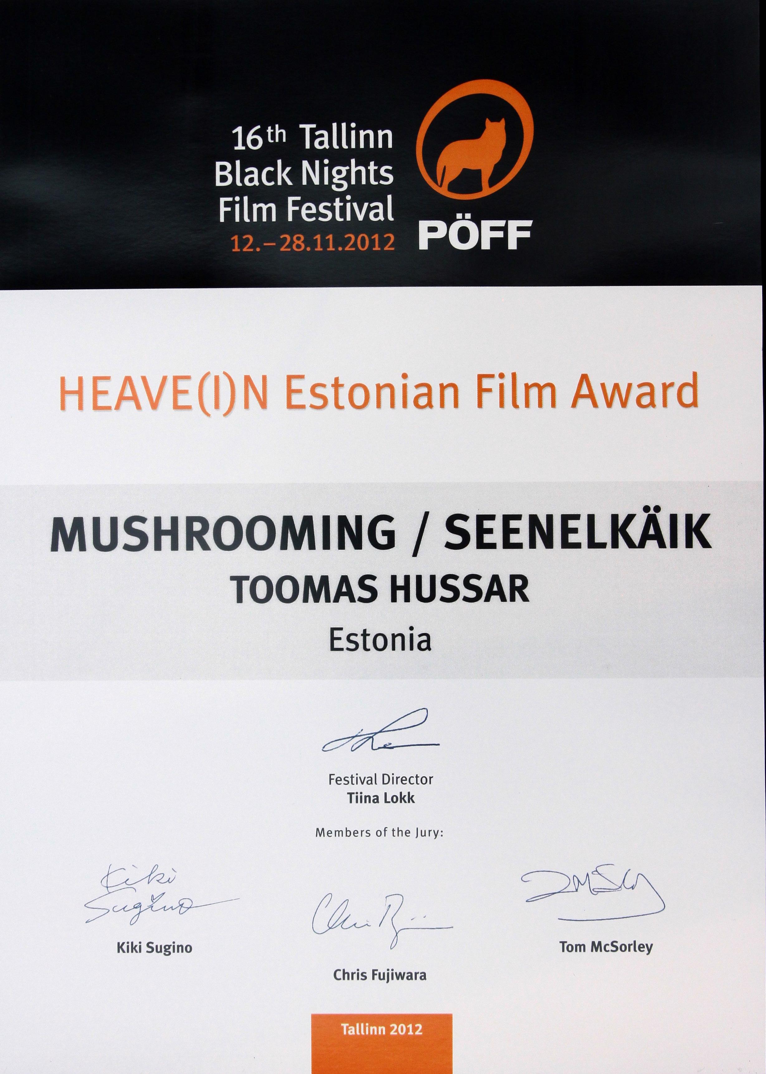 PÖFF: Tallinna Pimedate Ööde Filmifestival 2012, HEAVE(I)N Estonian Film Award - Allfilmi kogu