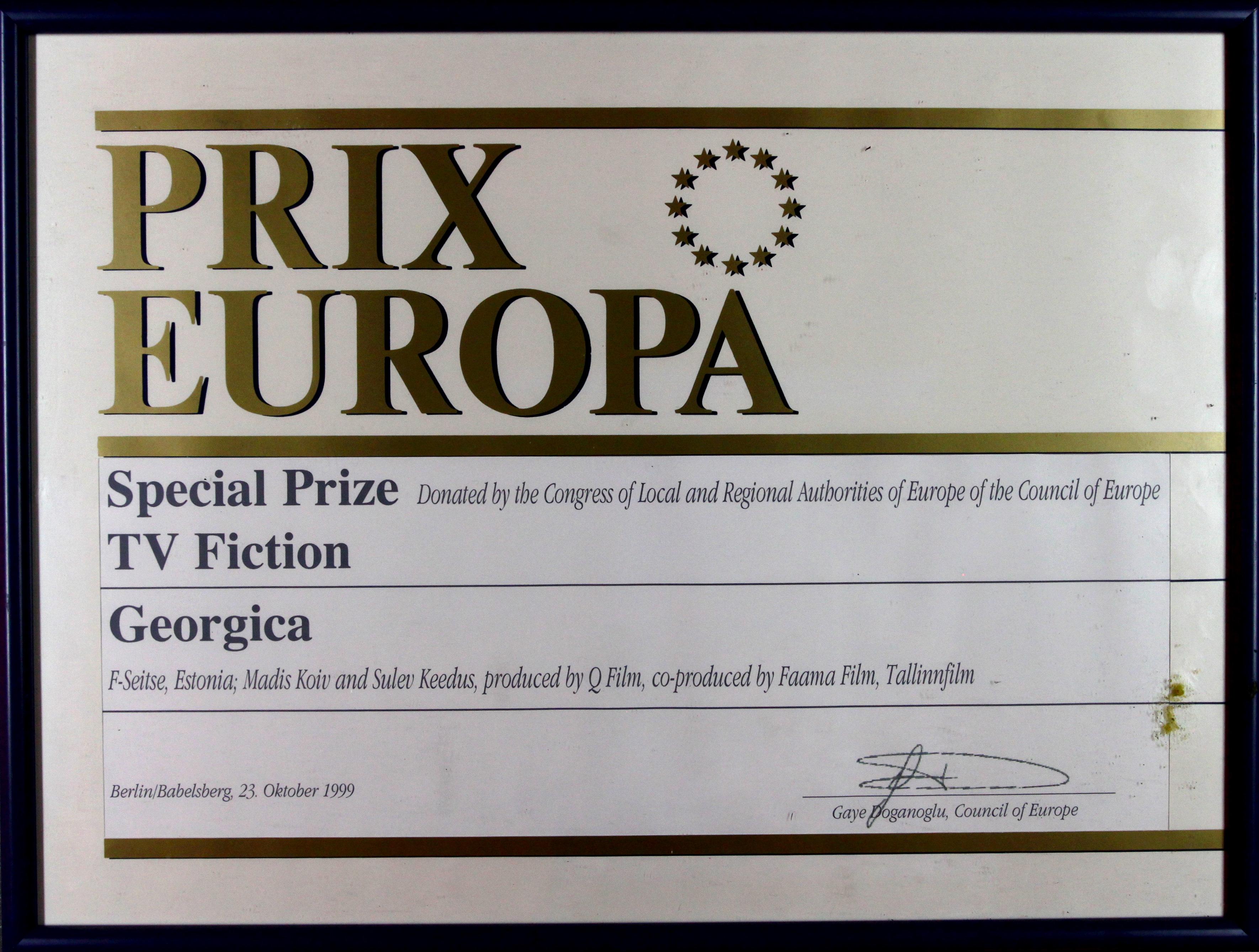 Prix Europa (Germany) 1999. Eriauhind Prix Europa Special / TV Fiction - Sulev Keeduse kogu